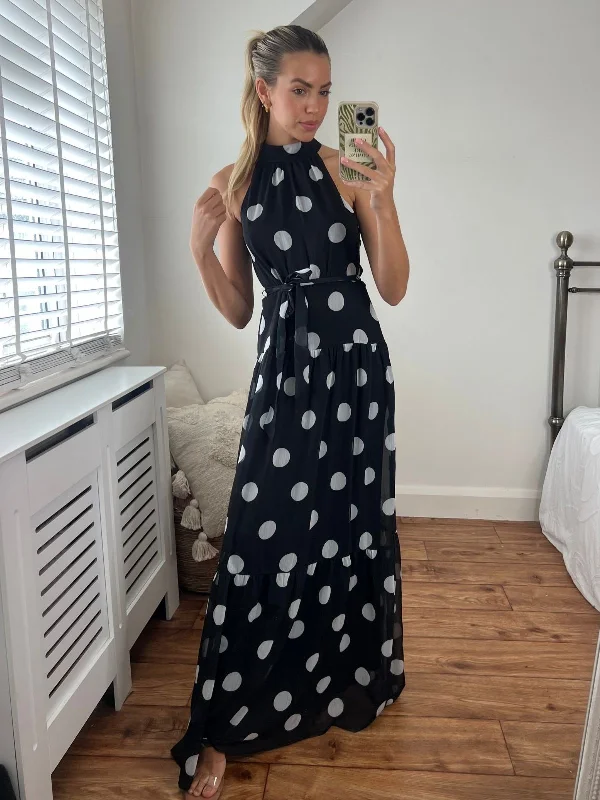 Bargain Bin Willow High Neck Maxi Dress / Mono Print