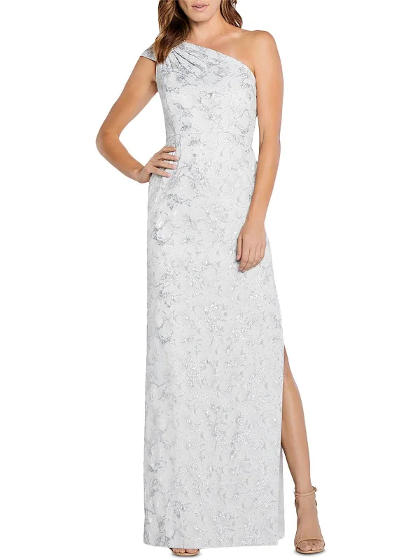 Massive Deals Womens Metallic Column Evening Dress