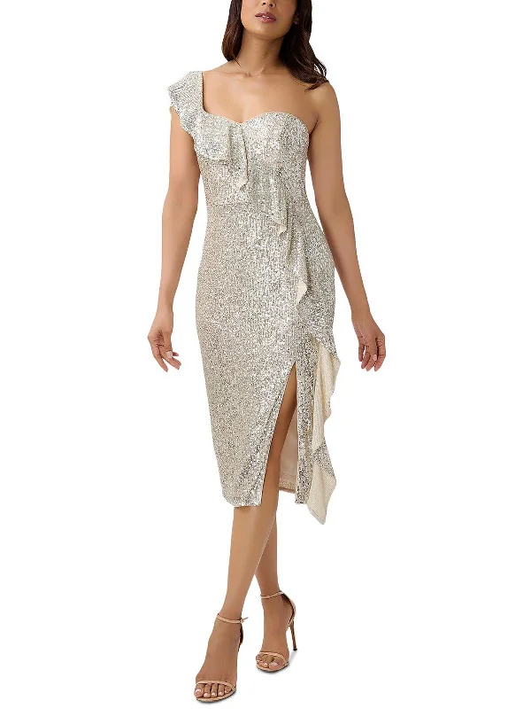 Grand Opening Sale Womens Sequined Midi Cocktail and Party Dress