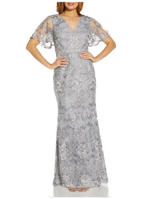 Deal Dash Womens Metallic Maxi Evening Dress