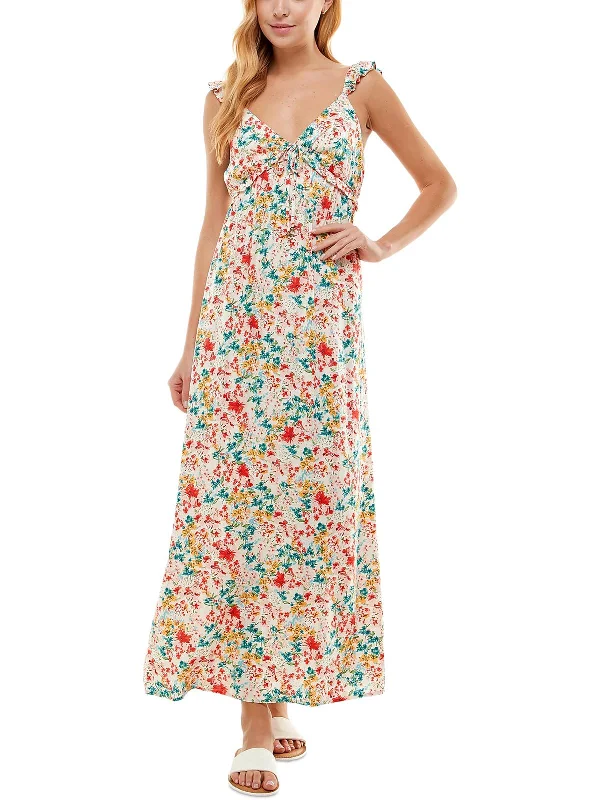 YEAR-End Sale Juniors Womens Floral Print Long Maxi Dress
