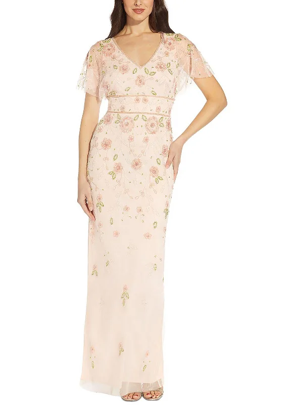 Best Bargains Womens Beaded Maxi Evening Dress