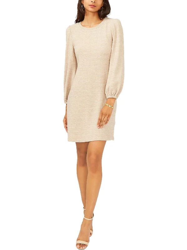 Savings Bonanza Womens Striped Blouson Sleeve Sweaterdress