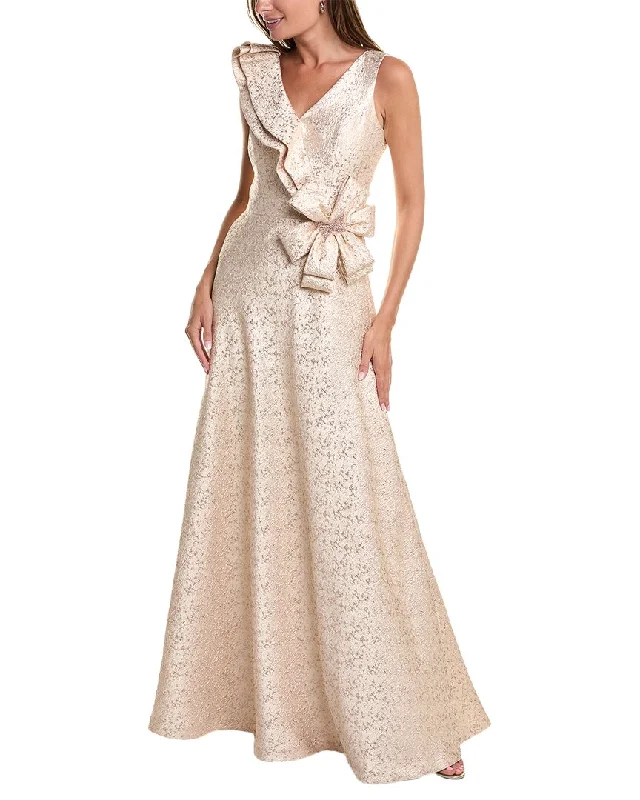 Discount Deals Teri Jon by Rickie Freeman Metallic Jacquard Gown