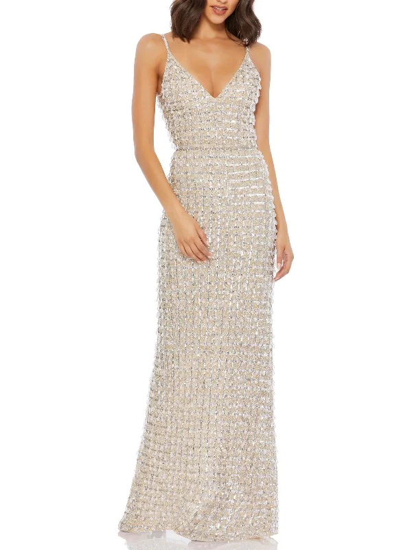 Grand Opening Sale Womens Embellished Beaded Evening Dress