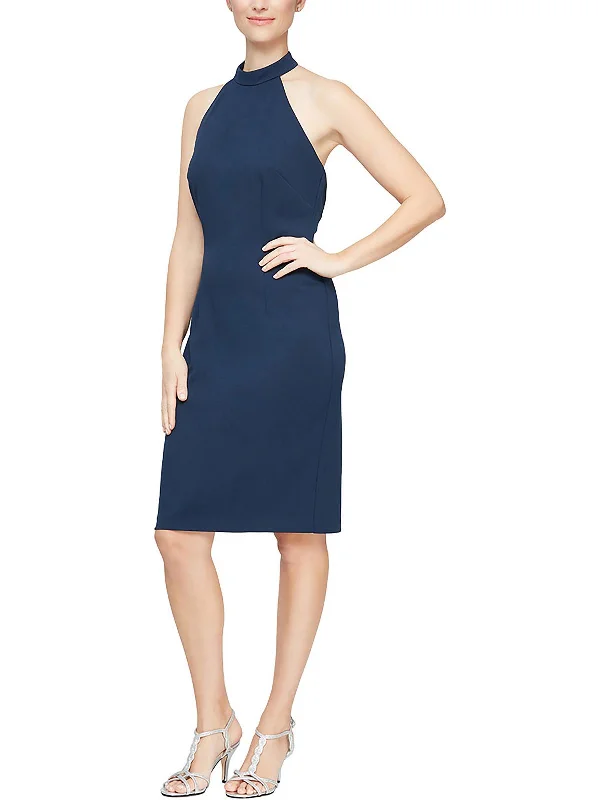 Can't Miss Womens Ruffled Midi Sheath Dress