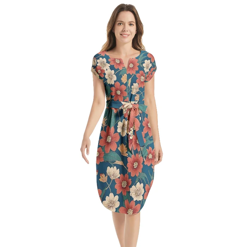 Today’s Special Notched Neck Belted Dress