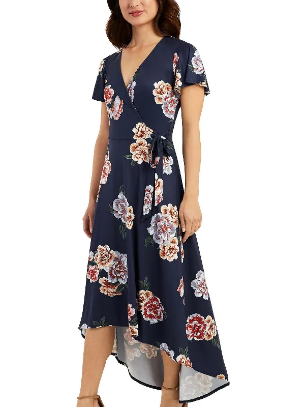 Online Specials Juniors Womens Hi-Low Floral Midi Dress