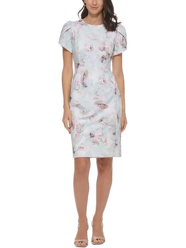 Huge Discounts Womens Floral Knee Length Sheath Dress