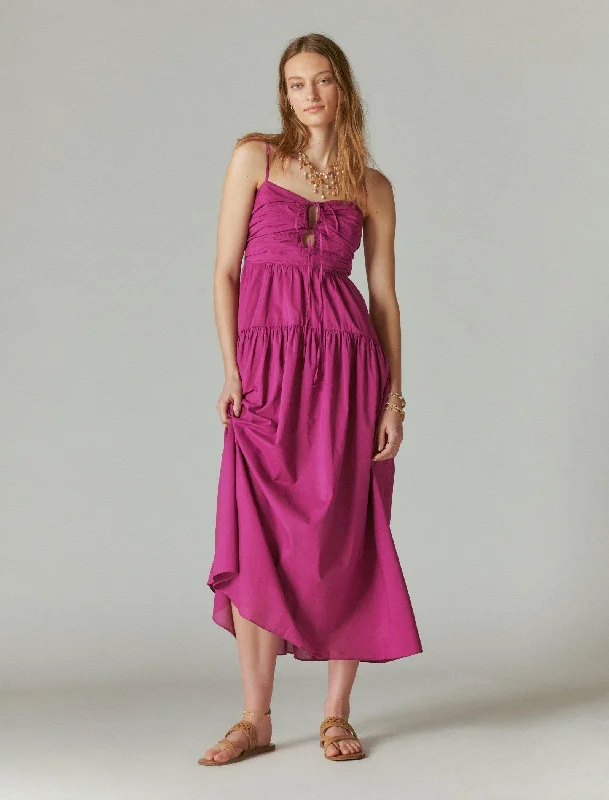 Extra Discounts Lucky Brand Women's Poplin Cutout Maxi Dress
