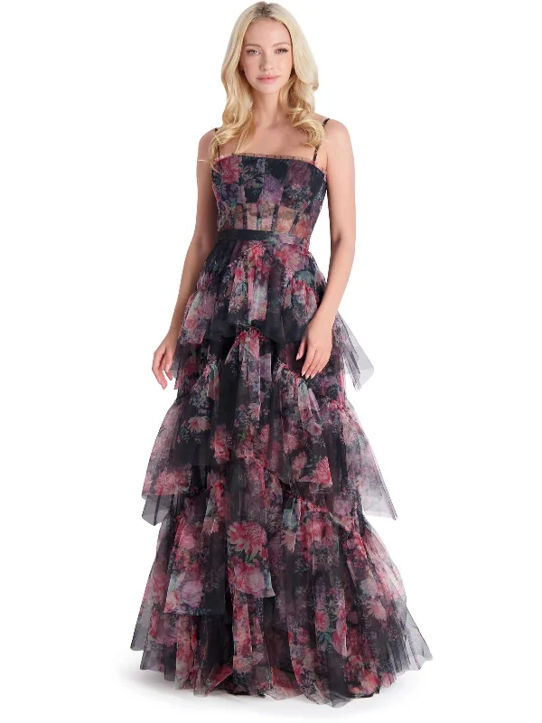 Limited Availability Womens Ruffled Corset Evening Dress