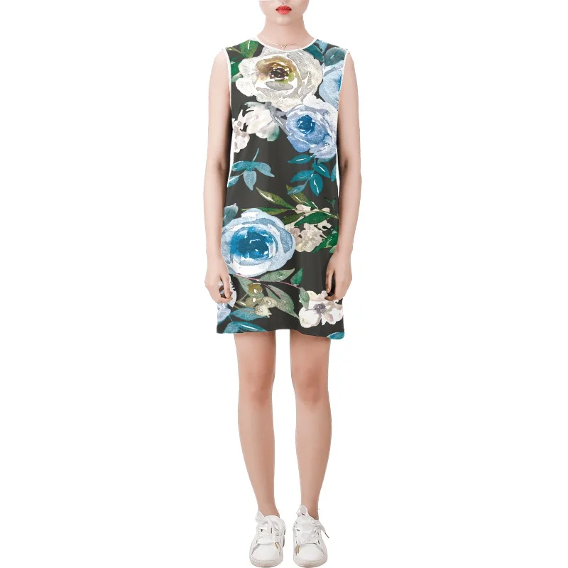 Extra Discounts Sleeveless Round Neck Shift Dress (Model D51)