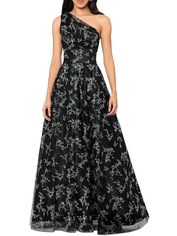 Online Only Juniors Womens Metallic Padded Bust Evening Dress