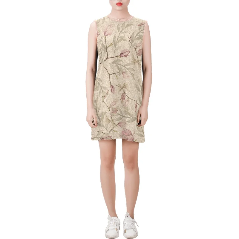 Discount Deals Sleeveless Round Neck Shift Dress (Model D51)