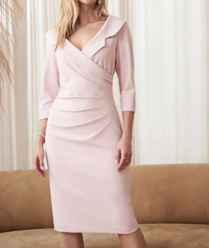 Clearance Items Blazer Style Ruched Dress In Blush Pink