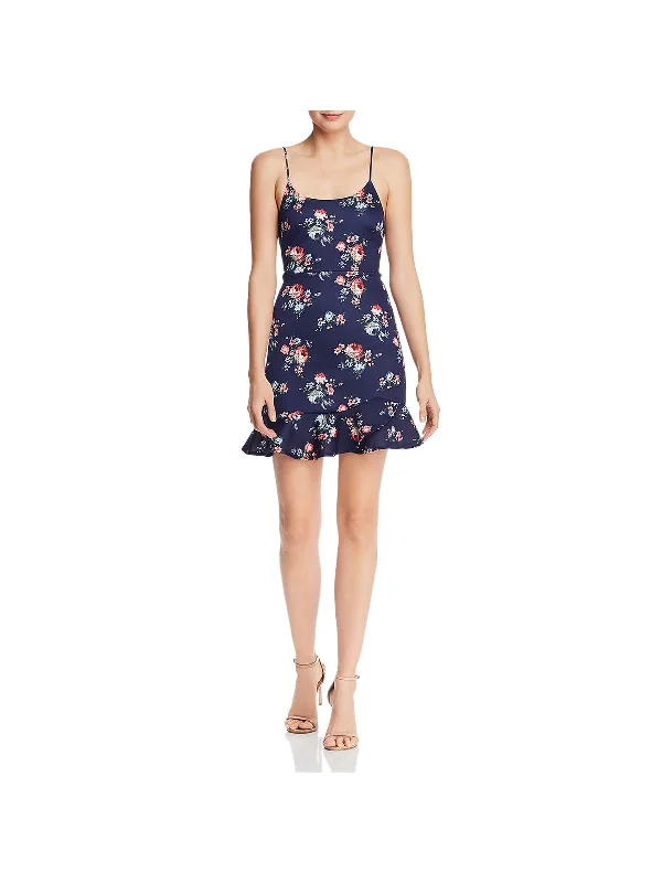 Weekend Flash Sale Womens Floral Print Flounce Hem Sheath Dress