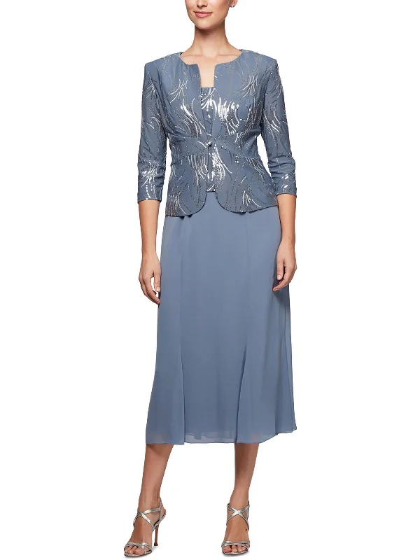 Today Only Petites Womens Jacket Midi Two Piece Dress