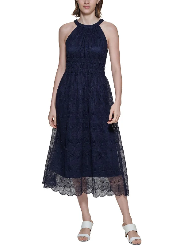 Price Reduction Womens Lace Halter Midi Dress
