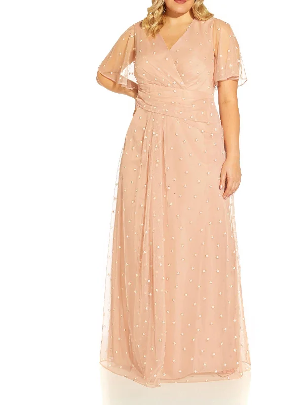 Crazy Deals Plus Womens Glitter Maxi Evening Dress