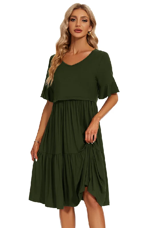 Hurry In Smallshow Ruffle Maternity Nursing Dress