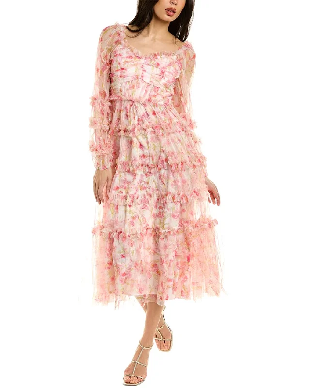The Best Prices Beulah Sheer Frill Midi Dress