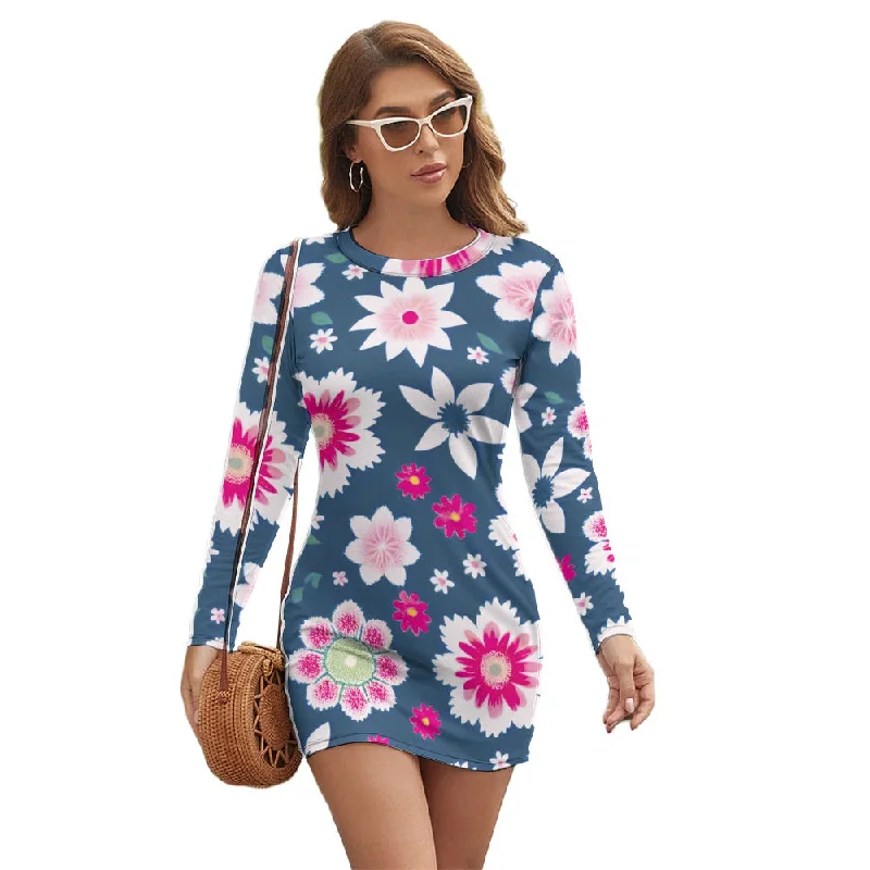 Lowest Price Women's Long Sleeve Round Neck Slim Dress