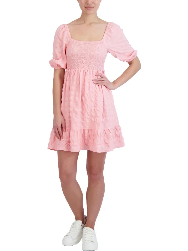 Epic Deals Womens Puff Sleeve Short Mini Dress