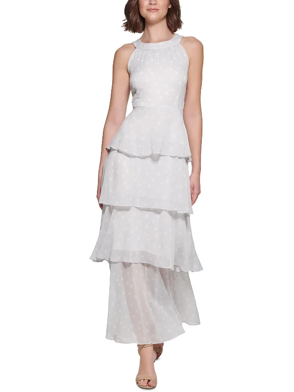Deal Dash Womens Tiered Maxi Halter Dress