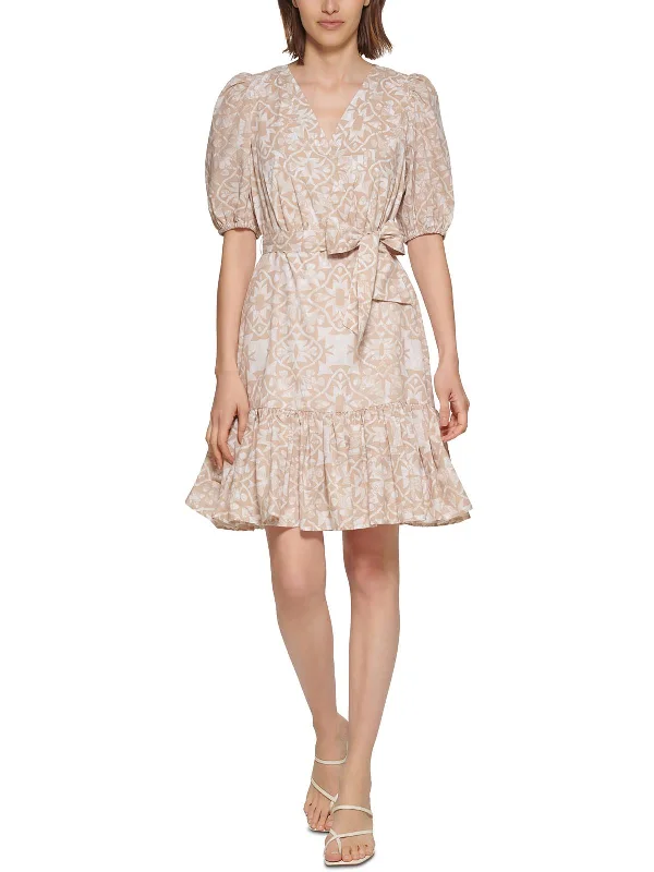 Big Discounts Womens Belted V-neck Sheath Dress