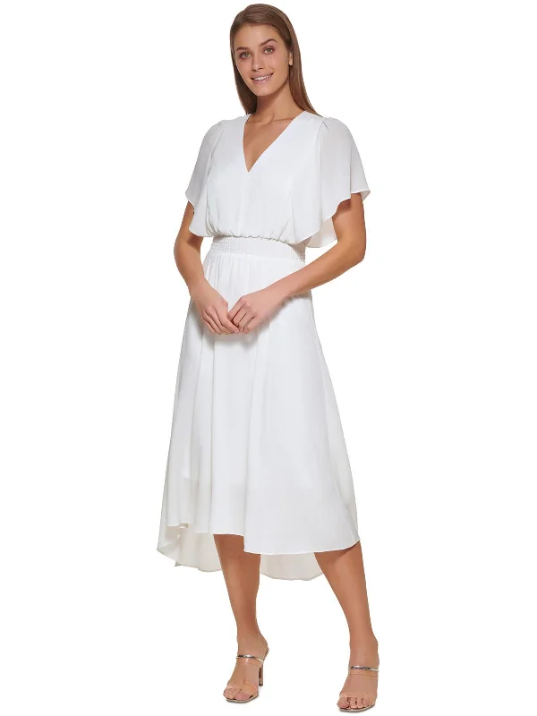 Instant Savings Womens V-Neck Calf Midi Dress