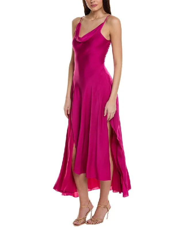 Instant Discount Nicholas Elsie Ruffle Slit Silk-Blend Gown