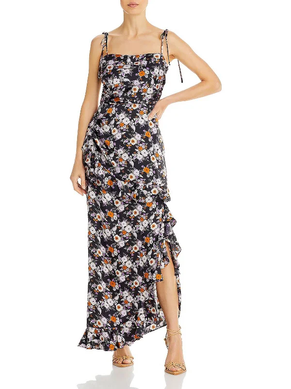 Markdowns Whirlwind Womens Satin Floral Sheath Dress