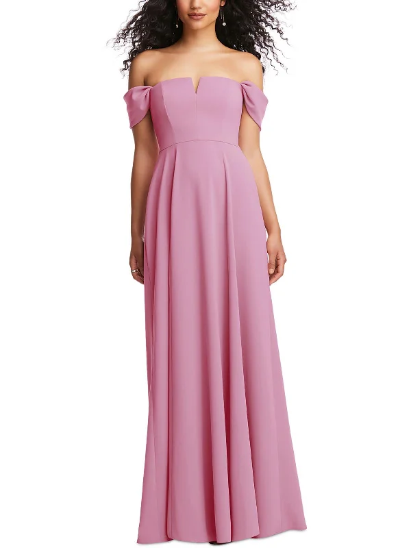 Special Discount Womens Solid Polyester Evening Dress
