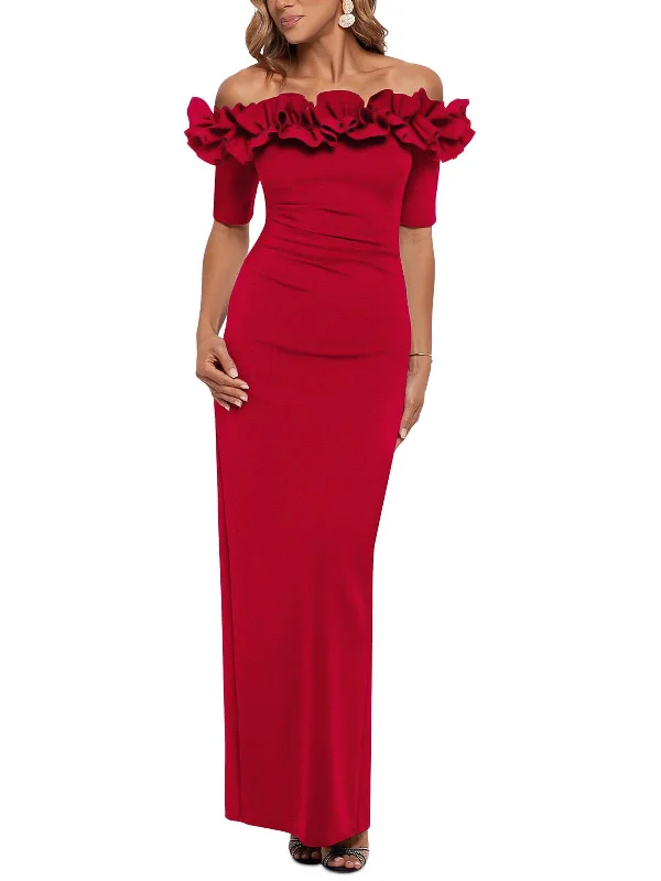 Exclusive Deal Petites Womens Off-The-Shoulder Maxi Evening Dress