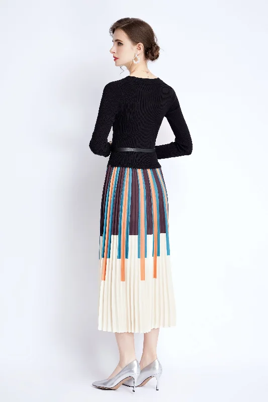 Savings Spectacular Multicolor Cocktail A-line Crewneck Bracelet Maxi Dress