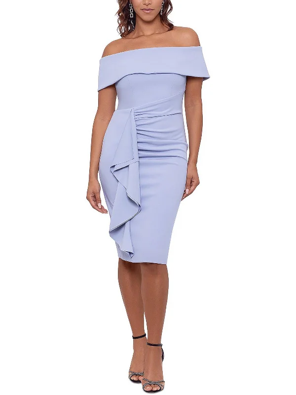 Final Sale Womens Ruffled Knee Sheath Dress