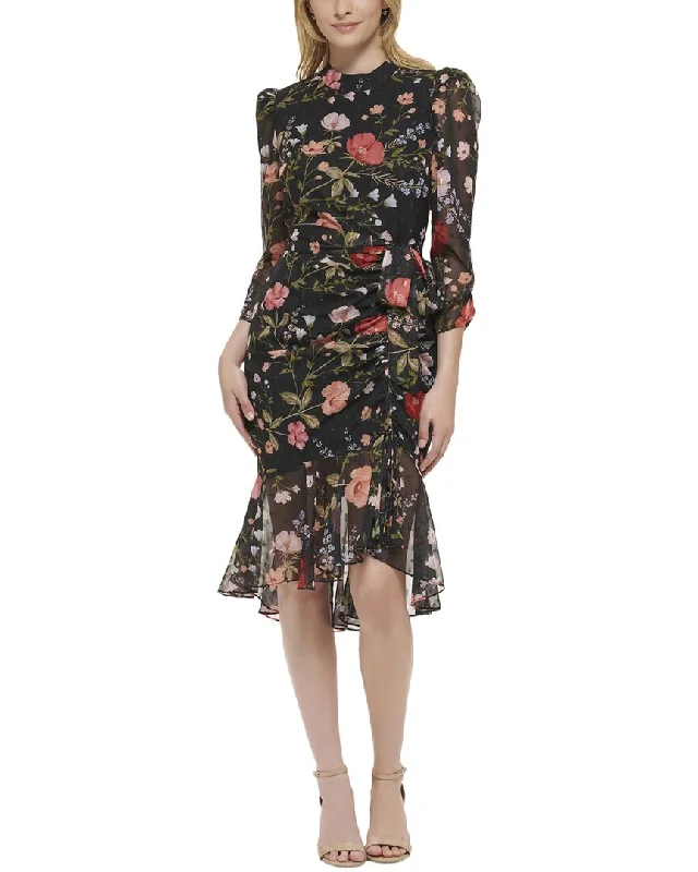 Shop and Save Eliza J Printed Metallic Clip Chiffon