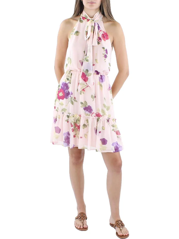Final Clearance Womens Floral Print Knee-Length Shift Dress