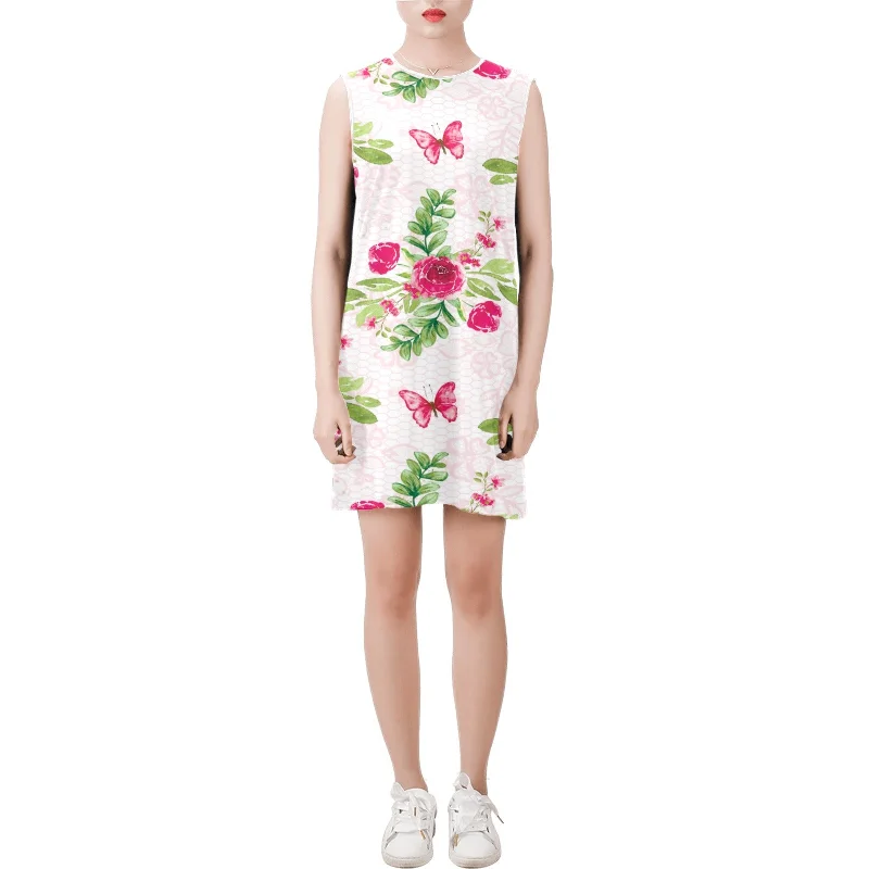 Shop and Save Sleeveless Round Neck Shift Dress (Model D51)