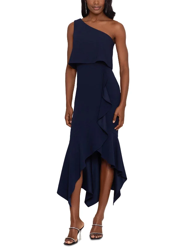 Midnight Sale Petites Womens Ruffled Long Midi Dress