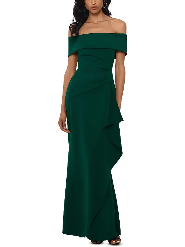 The Best Prices Petites Womens Off-The-Shoulder Gathered Evening Dress