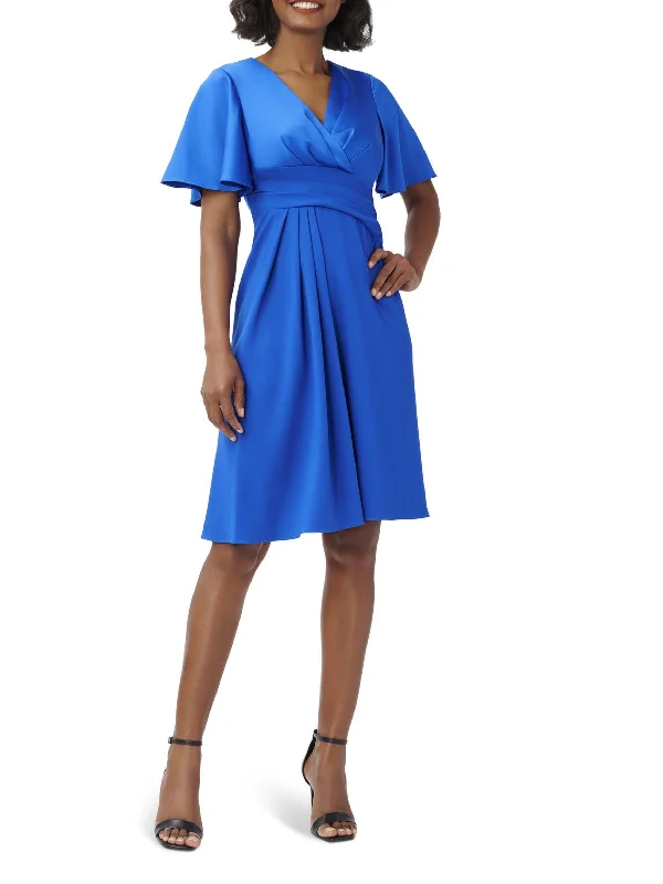 Midnight Sale Womens Pleated V Neck Fit & Flare Dress