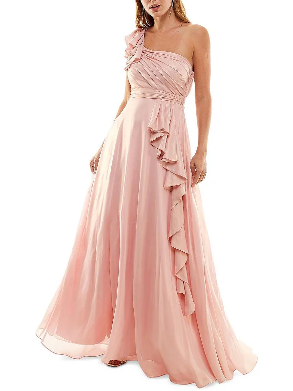 Incredible Offers Womens Shimmer One Shoulder Evening Dress