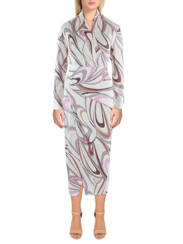 Savings Galore Womens Faux Wrap Midi Wrap Dress