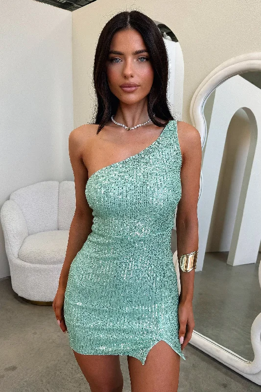 Extra Discounts Bethany Mini Dress - Sage Sequin
