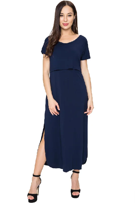 Online Only Smallshow Short Sleeve Nursing Maxi Dresses