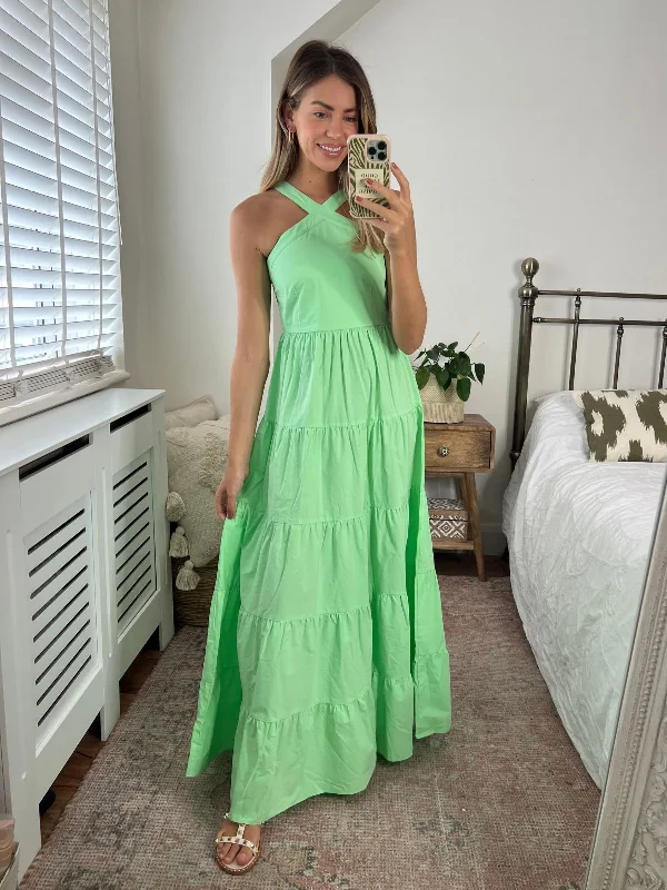 Epic Deals Immy Halter Tiered Dress / Lime