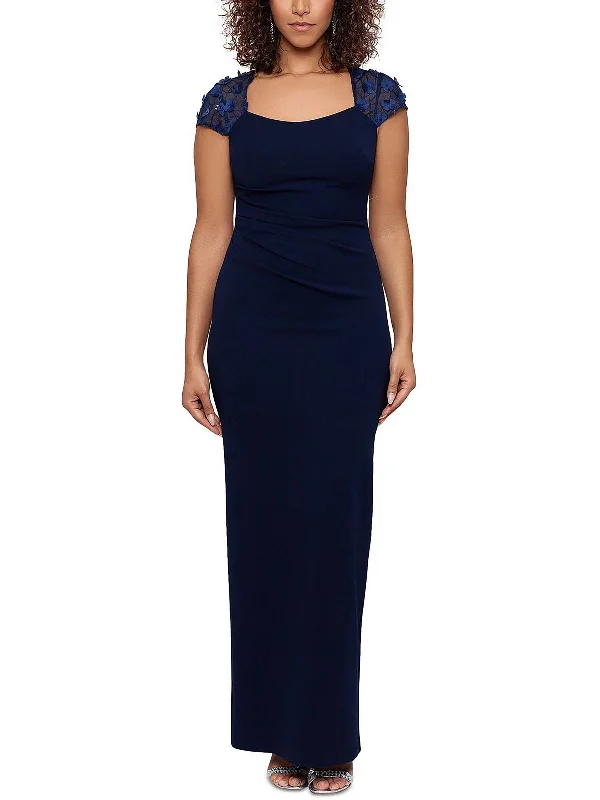 Mega Deal Womens Applique Maxi Evening Dress