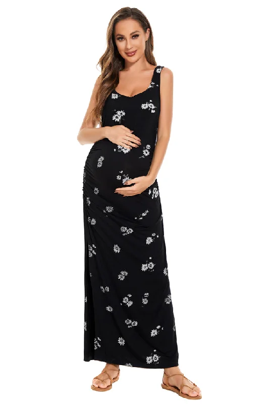 Price Drop Smallshow Sleeveless Floral Maternity Maxi Dress