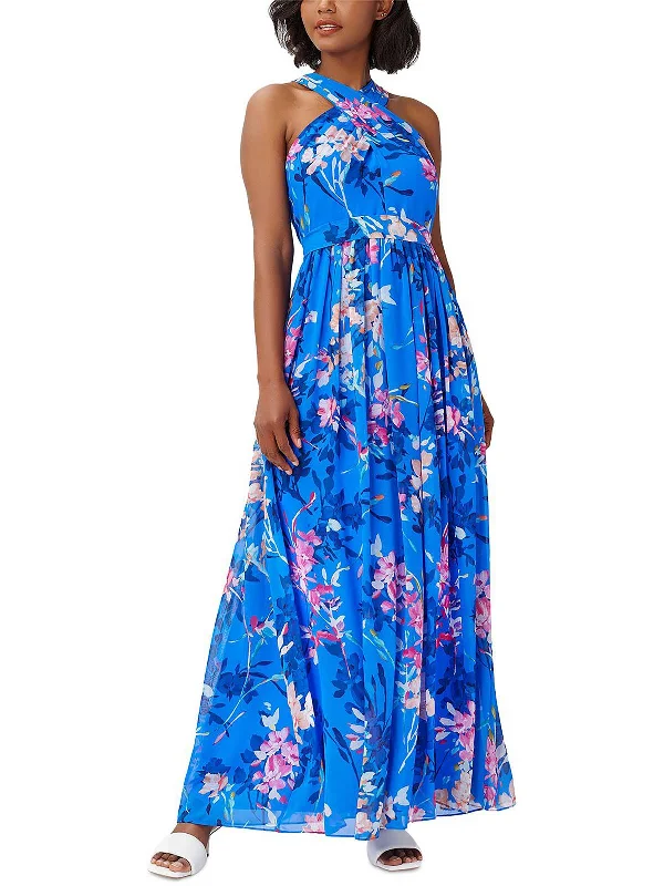 Clearance Event Womens Chiffon Halter Maxi Dress